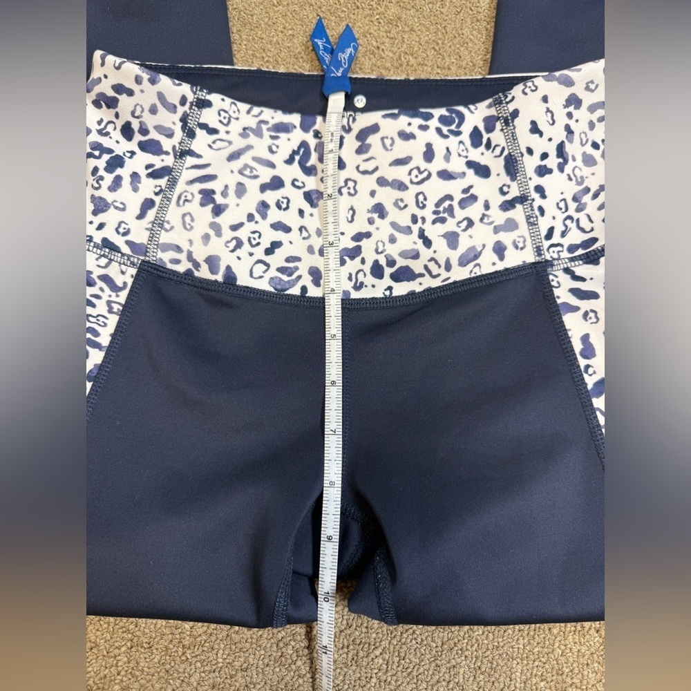 Apana: Womens Navy Blue/White Print/Stripe Athletic Yoga Leggings, XS - Picture 6 of 9